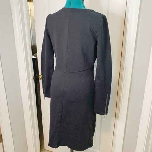 Athleta Celebration Ponte Cotton Athleisure Sporty V Neck Black Casual Dress - Picture 8 of 10